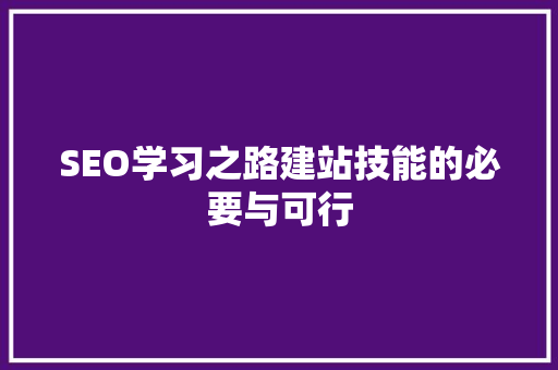 SEO学习之路建站技能的必要与可行
