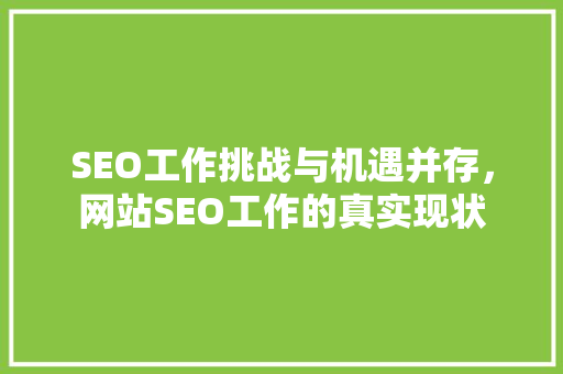SEO工作挑战与机遇并存，网站SEO工作的真实现状