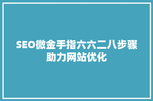 SEO微金手指六六二八步骤助力网站优化