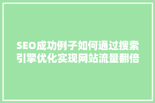 SEO成功例子如何通过搜索引擎优化实现网站流量翻倍