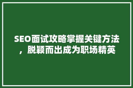 SEO面试攻略掌握关键方法，脱颖而出成为职场精英