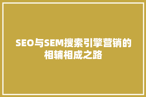 SEO与SEM搜索引擎营销的相辅相成之路