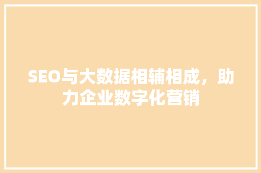 SEO与大数据相辅相成，助力企业数字化营销