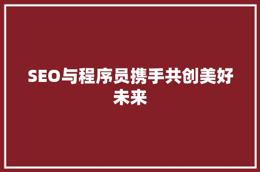 SEO与程序员携手共创美好未来  第1张