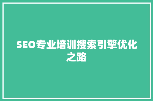 SEO专业培训搜索引擎优化之路
