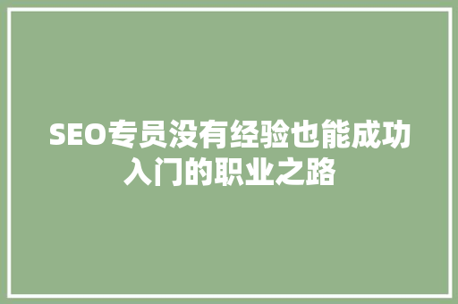 SEO专员没有经验也能成功入门的职业之路