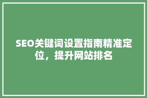 SEO关键词设置指南精准定位，提升网站排名