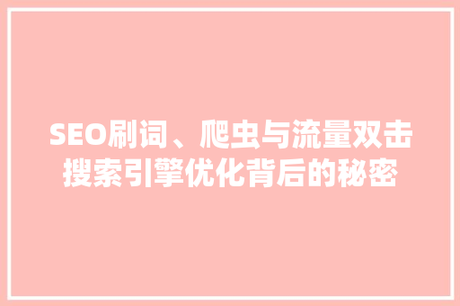 SEO刷词、爬虫与流量双击搜索引擎优化背后的秘密