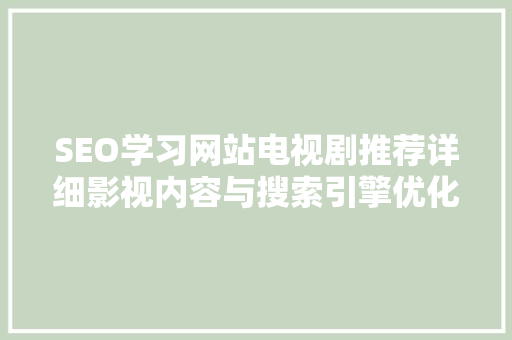 SEO学习网站电视剧推荐详细影视内容与搜索引擎优化步骤