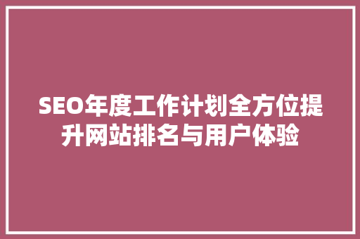 SEO年度工作计划全方位提升网站排名与用户体验
