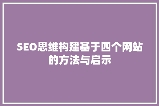 SEO思维构建基于四个网站的方法与启示