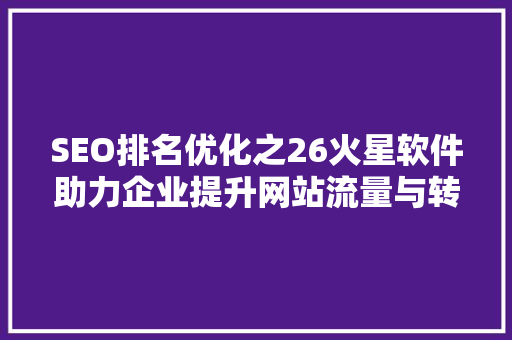 SEO排名优化之26火星软件助力企业提升网站流量与转化率