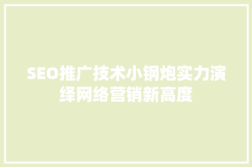 SEO推广技术小钢炮实力演绎网络营销新高度