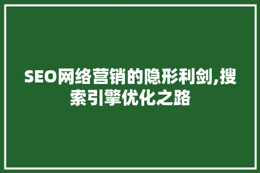 SEO网络营销的隐形利剑,搜索引擎优化之路
