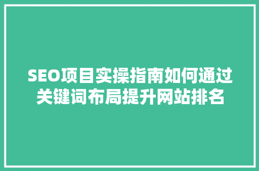 SEO项目实操指南如何通过关键词布局提升网站排名