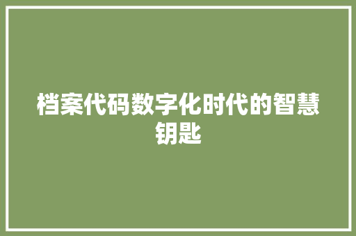 档案代码数字化时代的智慧钥匙