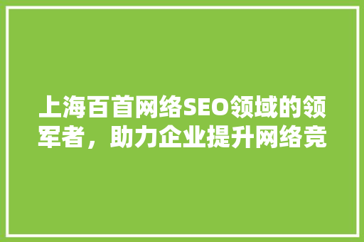 上海百首网络SEO领域的领军者，助力企业提升网络竞争力