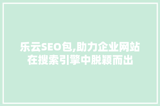 乐云SEO包,助力企业网站在搜索引擎中脱颖而出