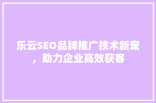 乐云SEO品牌推广技术新宠，助力企业高效获客  第1张