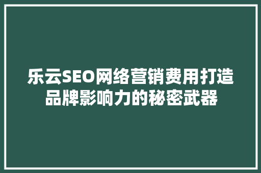 乐云SEO网络营销费用打造品牌影响力的秘密武器