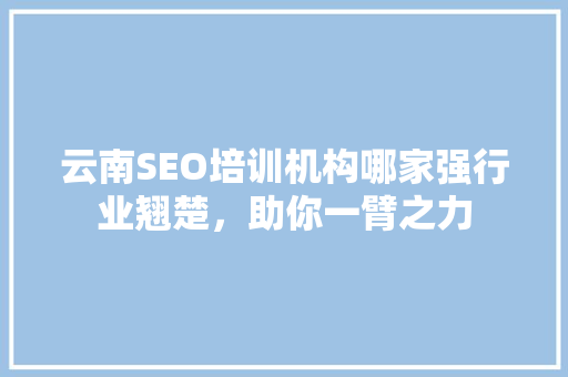 云南SEO培训机构哪家强行业翘楚，助你一臂之力  第1张