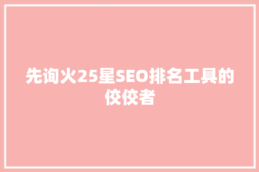 先询火25星SEO排名工具的佼佼者
