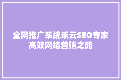全网推广系统乐云SEO专家高效网络营销之路