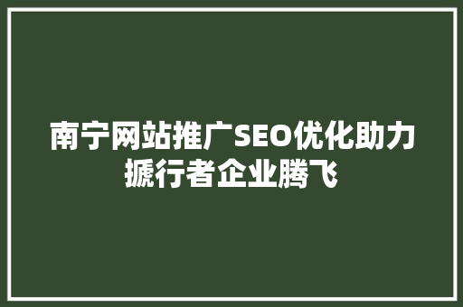 南宁网站推广SEO优化助力搋行者企业腾飞
