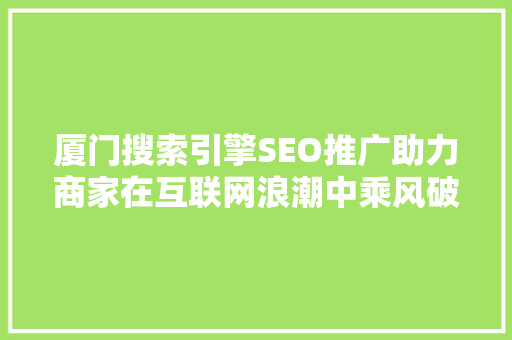厦门搜索引擎SEO推广助力商家在互联网浪潮中乘风破浪