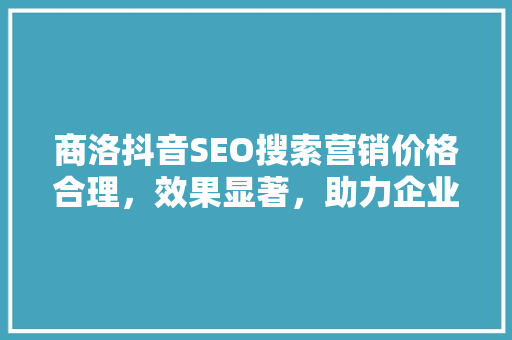 商洛抖音SEO搜索营销价格合理，效果显著，助力企业腾飞