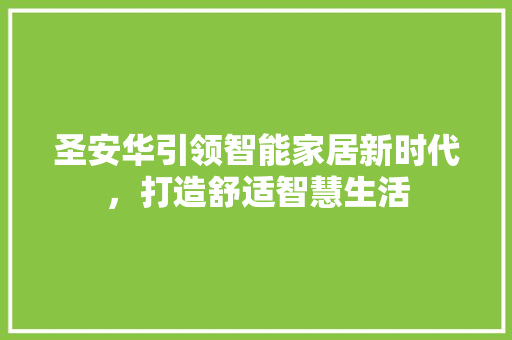圣安华引领智能家居新时代，打造舒适智慧生活