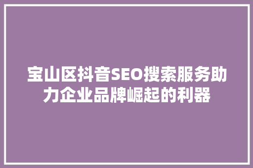 宝山区抖音SEO搜索服务助力企业品牌崛起的利器
