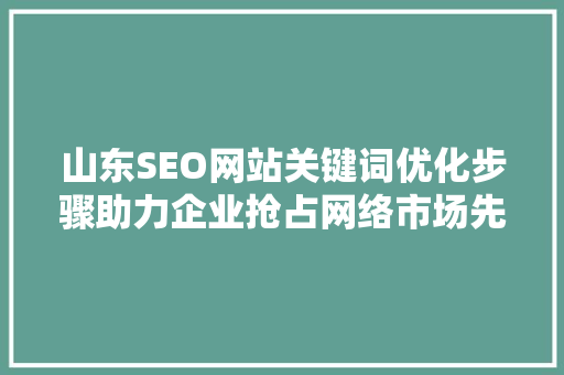 山东SEO网站关键词优化步骤助力企业抢占网络市场先机