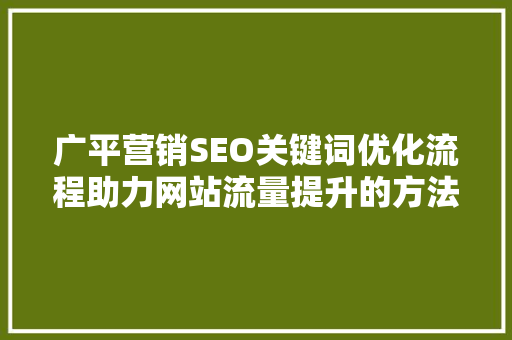 广平营销SEO关键词优化流程助力网站流量提升的方法