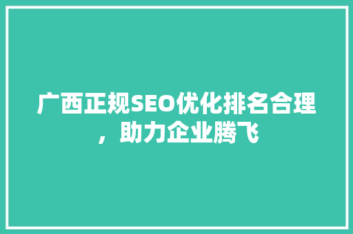 广西正规SEO优化排名合理，助力企业腾飞