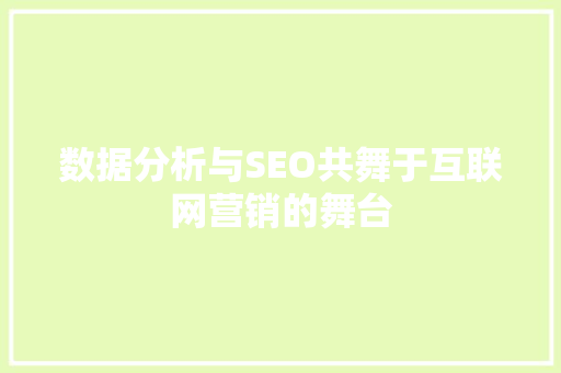 数据分析与SEO共舞于互联网营销的舞台