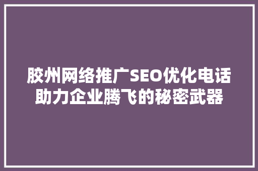 胶州网络推广SEO优化电话助力企业腾飞的秘密武器