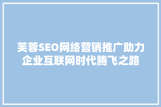 芙蓉SEO网络营销推广助力企业互联网时代腾飞之路