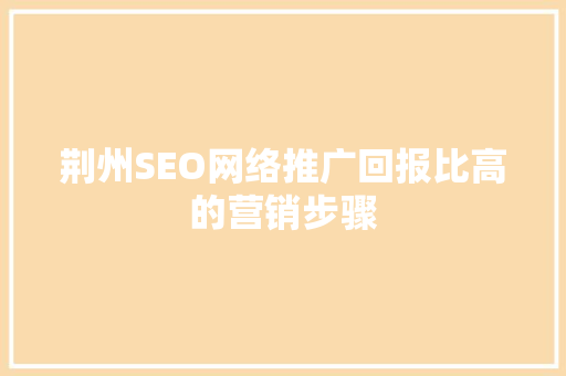 荆州SEO网络推广回报比高的营销步骤
