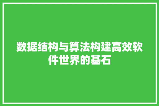 数据结构与算法构建高效软件世界的基石