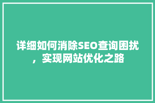 详细如何消除SEO查询困扰，实现网站优化之路