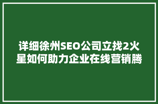 详细徐州SEO公司立找2火星如何助力企业在线营销腾飞