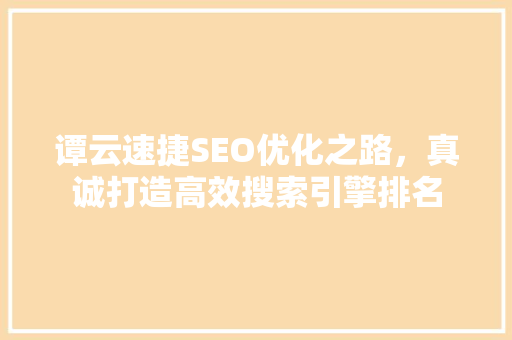 谭云速捷SEO优化之路，真诚打造高效搜索引擎排名