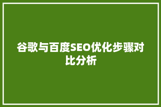 谷歌与百度SEO优化步骤对比分析