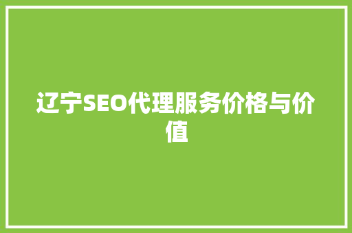 辽宁SEO代理服务价格与价值