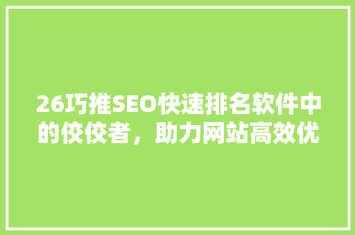 26巧推SEO快速排名软件中的佼佼者，助力网站高效优化
