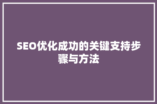 SEO优化成功的关键支持步骤与方法