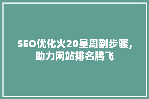 SEO优化火20星周到步骤，助力网站排名腾飞
