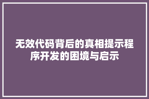 无效代码背后的真相提示程序开发的困境与启示