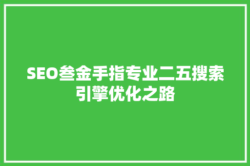 SEO叁金手指专业二五搜索引擎优化之路